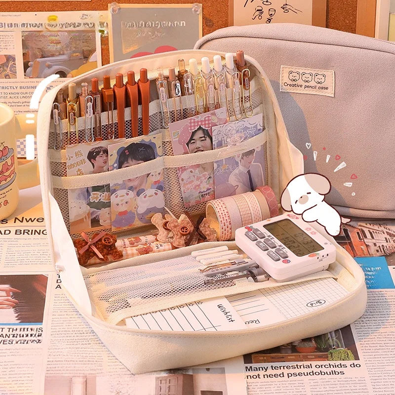 Large Capacity Pencil Case Kawaii Pencil Boxes for Girls Cute Korean Stationery School Supplies Pen Pouch Organizer