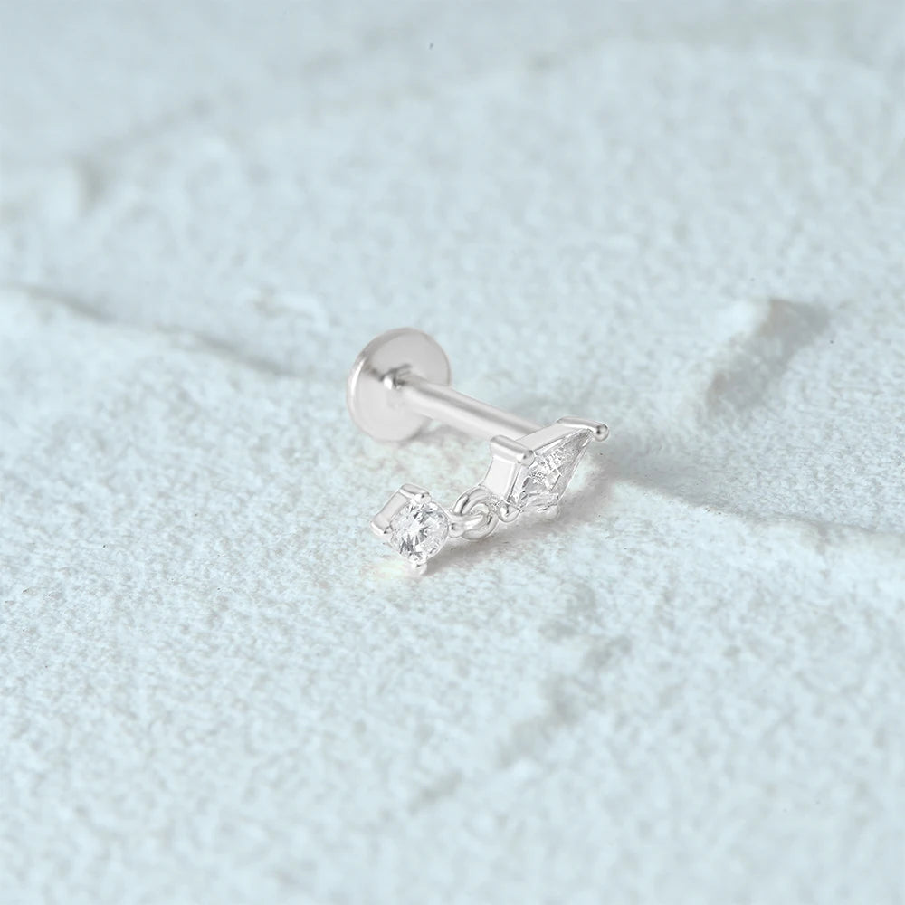 925 Sterling Silver 1pc, Geometry Multi Piercing Stud Earrings For Women, K Gold Simple Elegant Tassel Jewelry, beautiful Gift