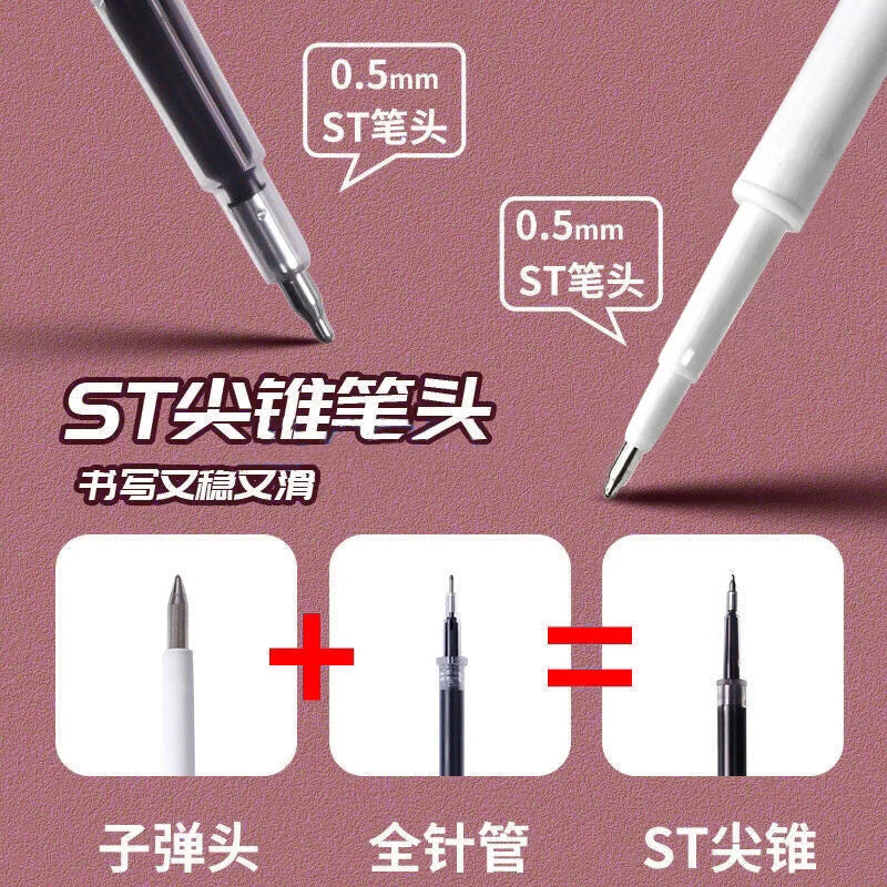 4pcs/box kawaii Gel Pen Korean Simplicity Pen Soft Handle Stationery Pen Black Ink 0.5mm Scrapbook Cute Pen Student Supplies