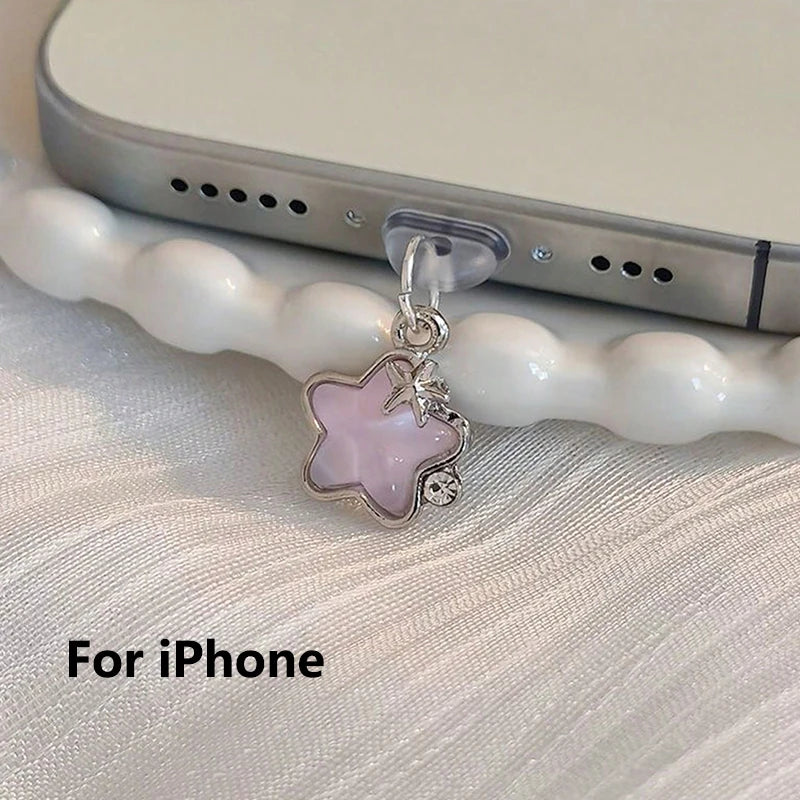 Cute Diamond Star Phone, Stylish Dust plug Accessories Decoration, Hanging Pendant for iPhone And Samsung Type-C Charging Port, Wonderful Girly Gift