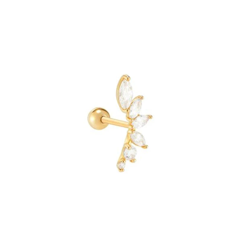 925 Sterling Silver 1pc, Geometry Multi Piercing Stud Earrings For Women, K Gold Simple Elegant Tassel Jewelry, beautiful Gift