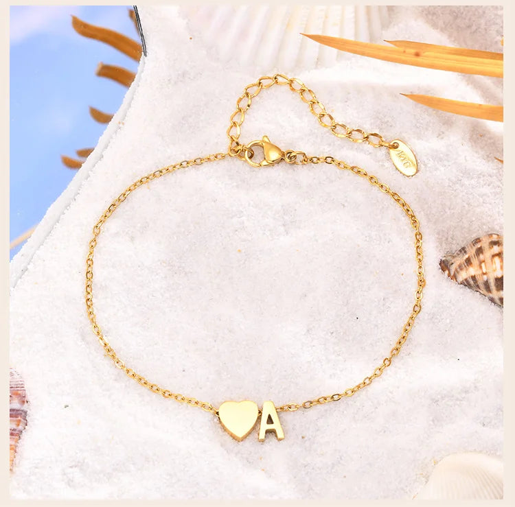 All Letters Anklet, Women Heart Initial Anklet Bracelets Adjustable Beach Jewelry Hypoallergenic Stainless Steel Personalized Name Foot Chain Anklet
A Anklet, B Anklet, C Anklet, D Anklet, E Anklet, F Anklet, G Anklet, H Ankl