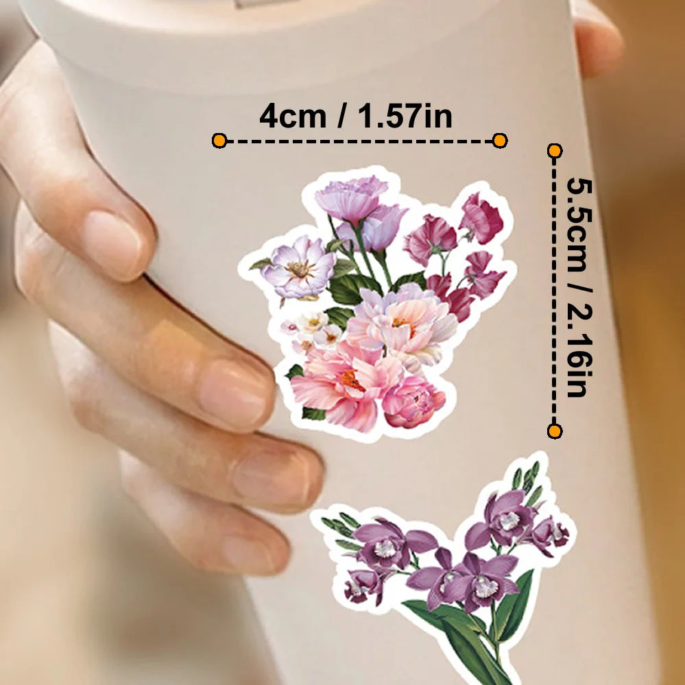 30/60/180 Flowers Stickers Cartoon Cute Decals Toy Stationery Guitar Phone Bicycle Laptop Luggage Car Graffiti Beautiful Sticker