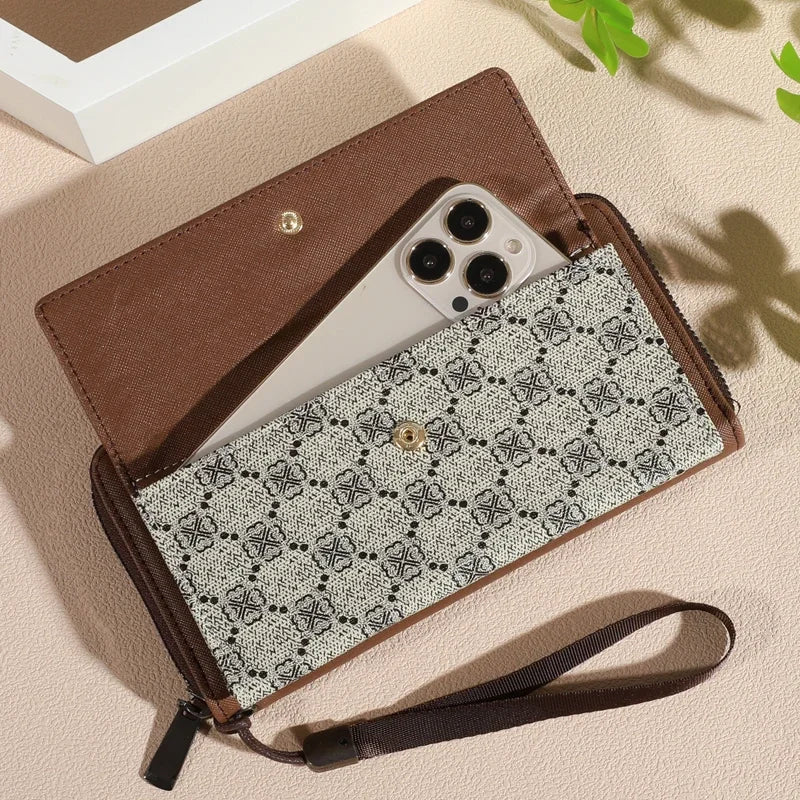 Classic Faux Leather Wallet, Chic Double Layer with Snap Closure, Nice Zippered Card Holder & Photo Compartment, Color blocking