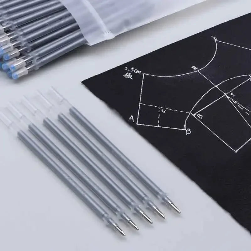 50/20Pcs set Silver Refill 0.8mm Fabric Marker for Sewing Cotton Silk Leather Textile Patchwork Marking Erasable Washable Handle