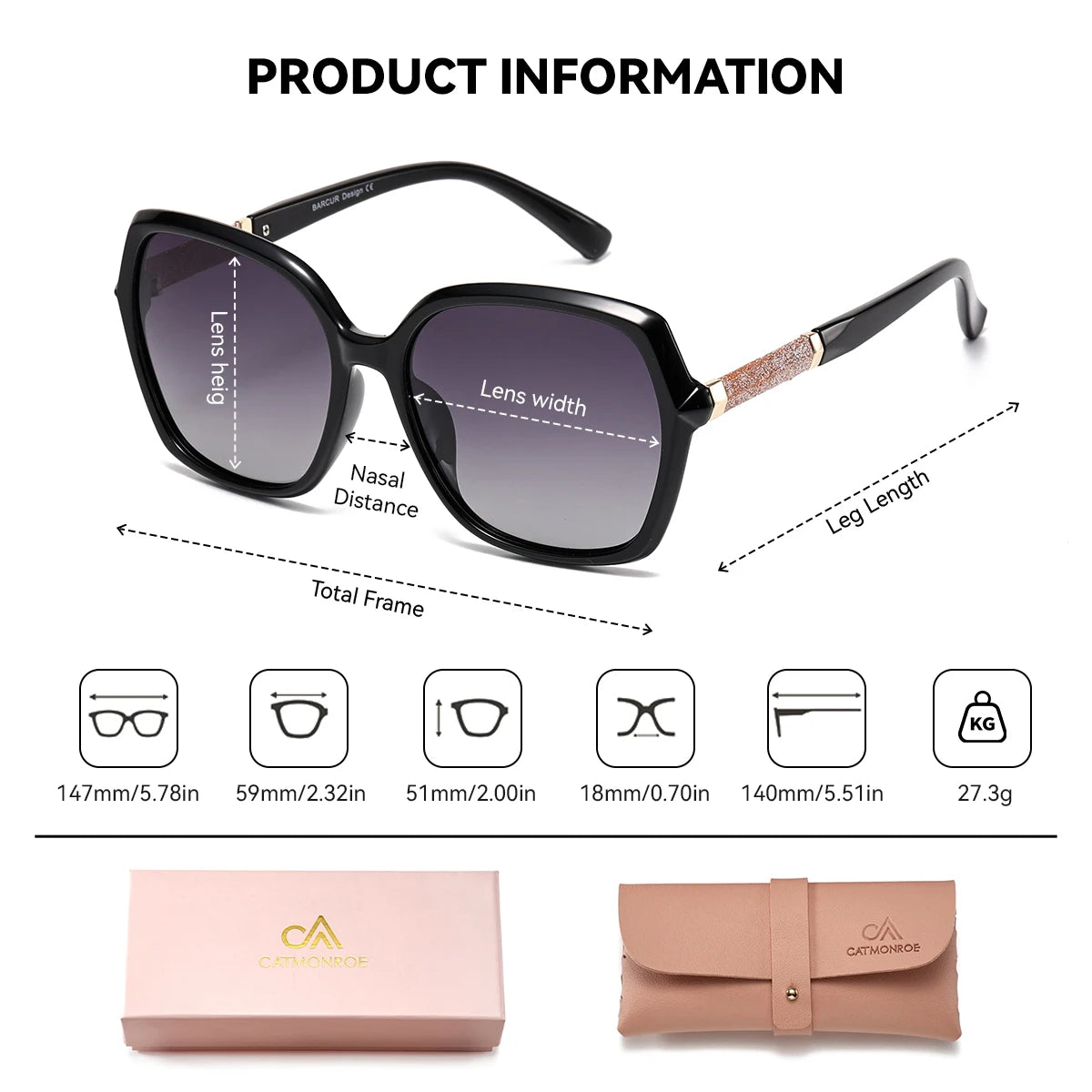 CATMONROE Luxury Polarized Women Sunglasses, Chic Butterfly Frame With Pretty Pink Gift Box Fashion, The Best UV400 Sun Glasses Apparel Accessories