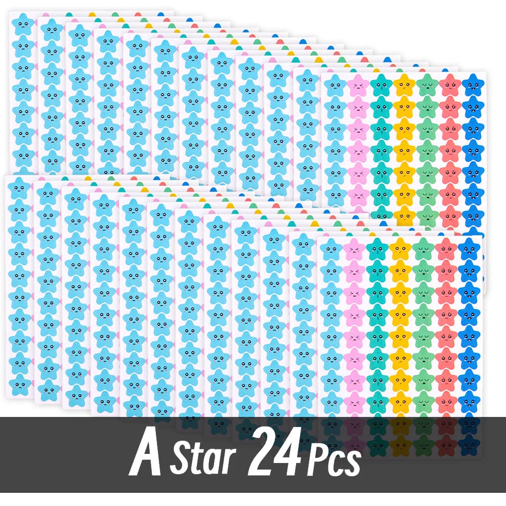 4200 Sheet Heart/Circle/Stars Reward Sign Stickers Pack DIY Skateboard Suitcase Stationery Decals Decor Phone Laptop Gift Toys