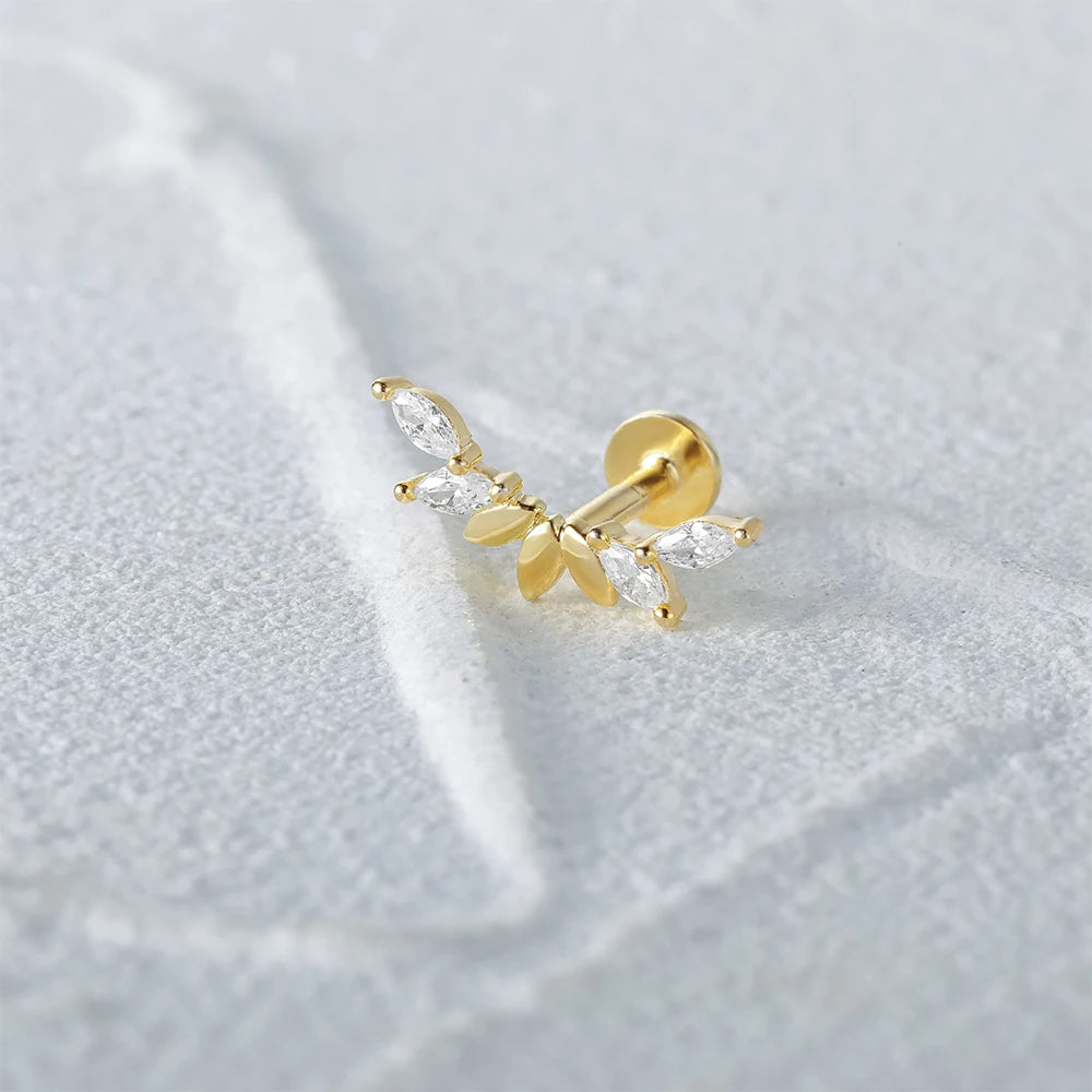 925 Sterling Silver 1pc, Geometry Multi Piercing Stud Earrings For Women, K Gold Simple Elegant Tassel Jewelry, beautiful Gift