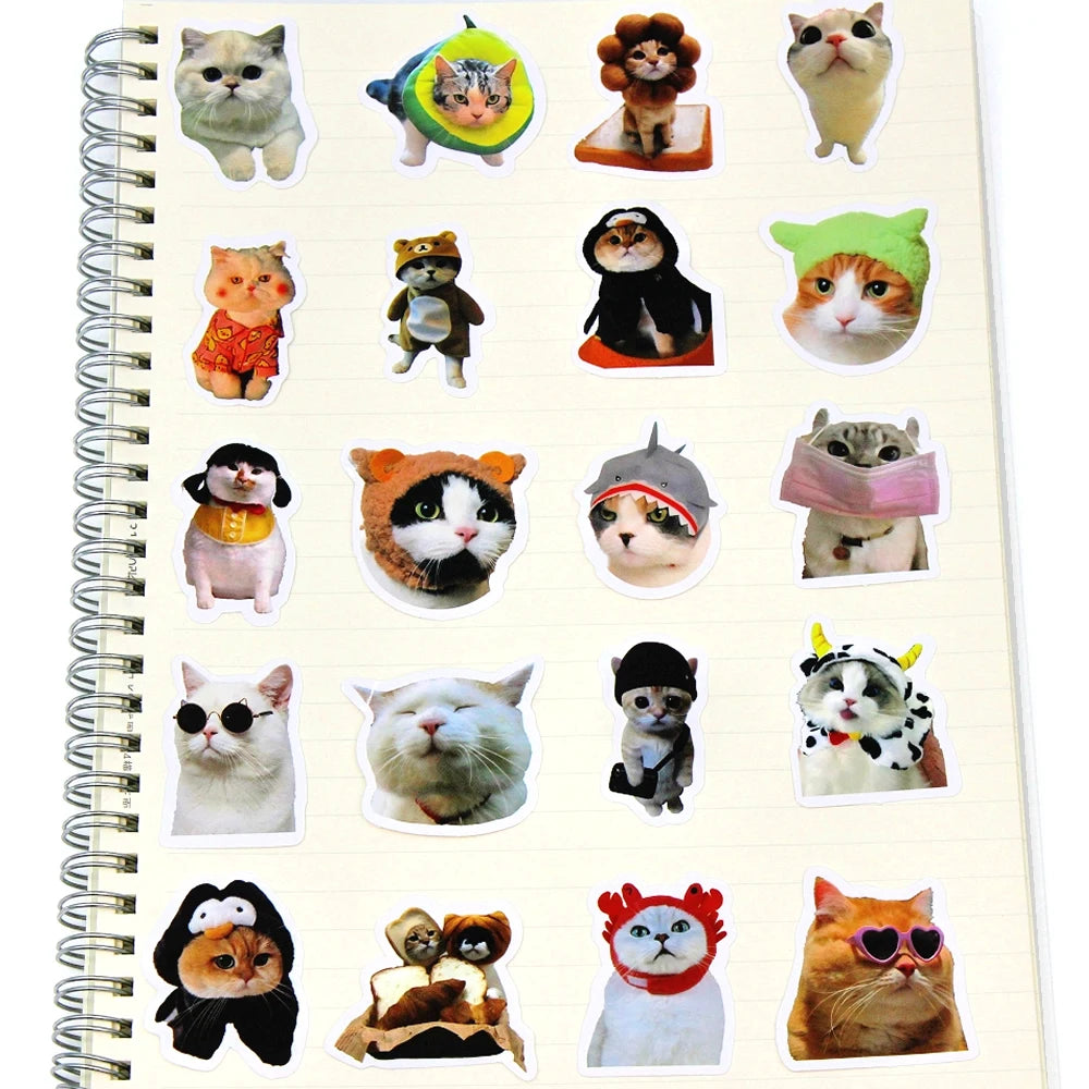 100/500/1000pcs Funny Cat Stickers Cartoon Cute Decals Toy Stationery Guitar Phone Bicycle Laptop Luggage Graffiti Kids Sticker