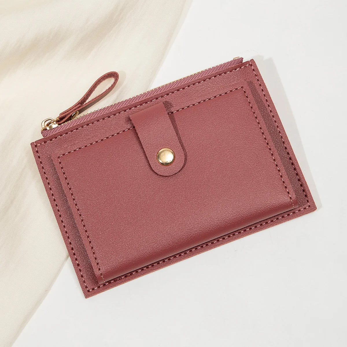 Adorable Minimalist And Fashionable Women's Short Card Bag, Thin Mini PU Leather Wallet, Amazing women's credit card holder wallet, Stunning Trendy Practical Gift For Cute Girls, Lovely Pink Wallet, Nice Blue Color, Kind Pink