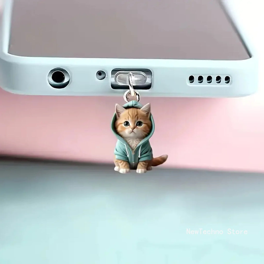 Cute Cat Decorative Accessories, Girly Hanging Accessories Universal Dust Plug Phone Gift, Attractive Dust Plug for iPhone And Samsung Type-C Interface