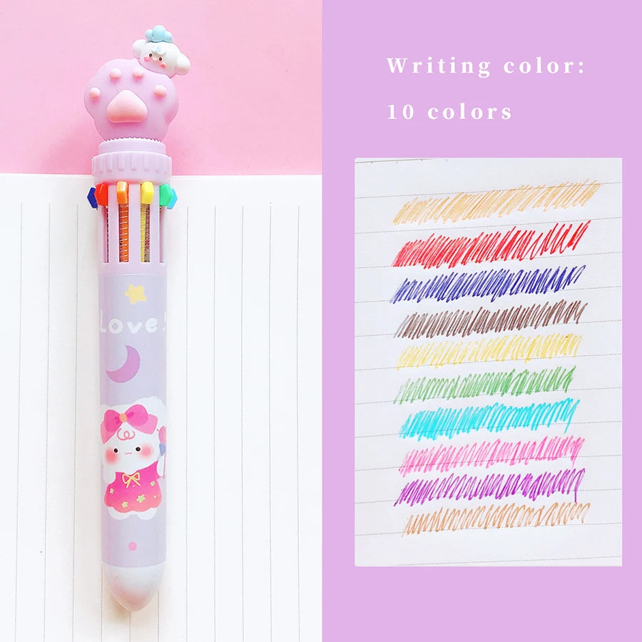 Cute Kawaii Cat Paw Cartoon Silicone And Beautiful 10 Colors Chunky Ballpoint Pen School And Office Supply, kind Gift Stationery