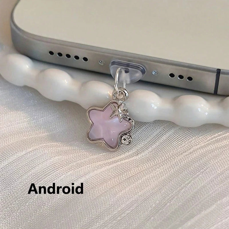 Cute Diamond Star Phone, Stylish Dust plug Accessories Decoration, Hanging Pendant for iPhone And Samsung Type-C Charging Port, Wonderful Girly Gift