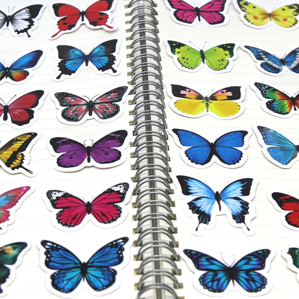 10/50/100pcs Butterfly Insect Cartoon Cute Decals Toy Stationery Guitar Phone Bicycle Laptop Luggage Car Graffiti Sticker