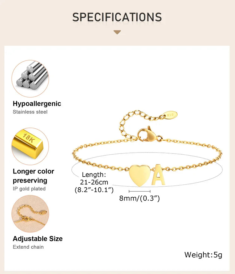 All Letters Anklet, Women Heart Initial Anklet Bracelets Adjustable Beach Jewelry Hypoallergenic Stainless Steel Personalized Name Foot Chain Anklet
A Anklet, B Anklet, C Anklet, D Anklet, E Anklet, F Anklet, G Anklet, H Ankl