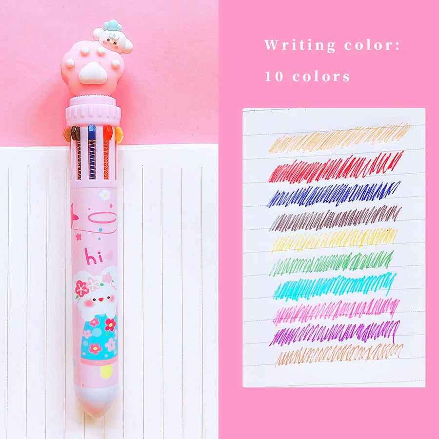 Cute Kawaii Cat Paw Cartoon Silicone And Beautiful 10 Colors Chunky Ballpoint Pen School And Office Supply, kind Gift Stationery