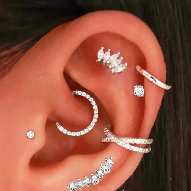 Tragus Helix Ohrring Für Frauen Zirkon Cluster Stern Knorpel Hoop Ohrring Ohr Clip Edelstahl Schmuck