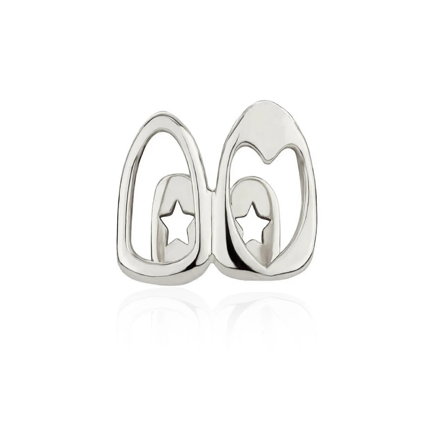 2pcs Set Hip-hop Gold Color Hollowed Hearts Zircon Inlay, Nice Stainless Steel Dental Grills for Women And Men, Fashion Teeth Jewelry Accessories