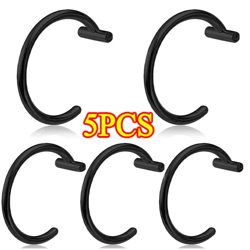 5PCS Punk Lips Rings Medical Titanium Steel, Nose Ring  Septum, Piercing Clip on Mouth Ring, Fake Piercing Body Clip