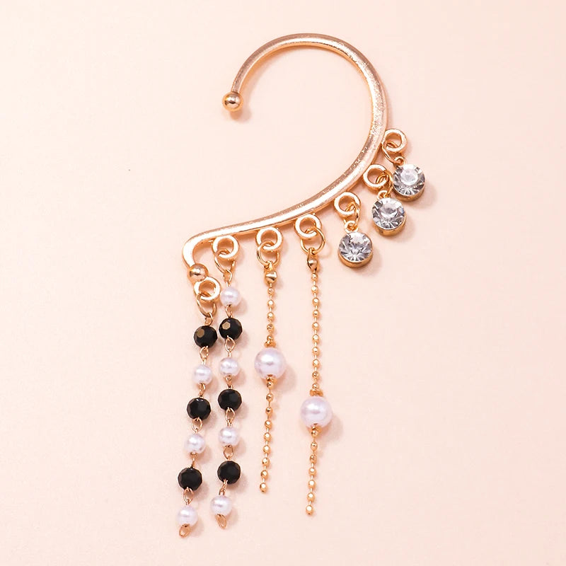 Charm Bohemian Pearls Stone Ear Cuff, Wrap Stud Clip Earrings For Girl, Trendy Earrings Jewelry Bijoux