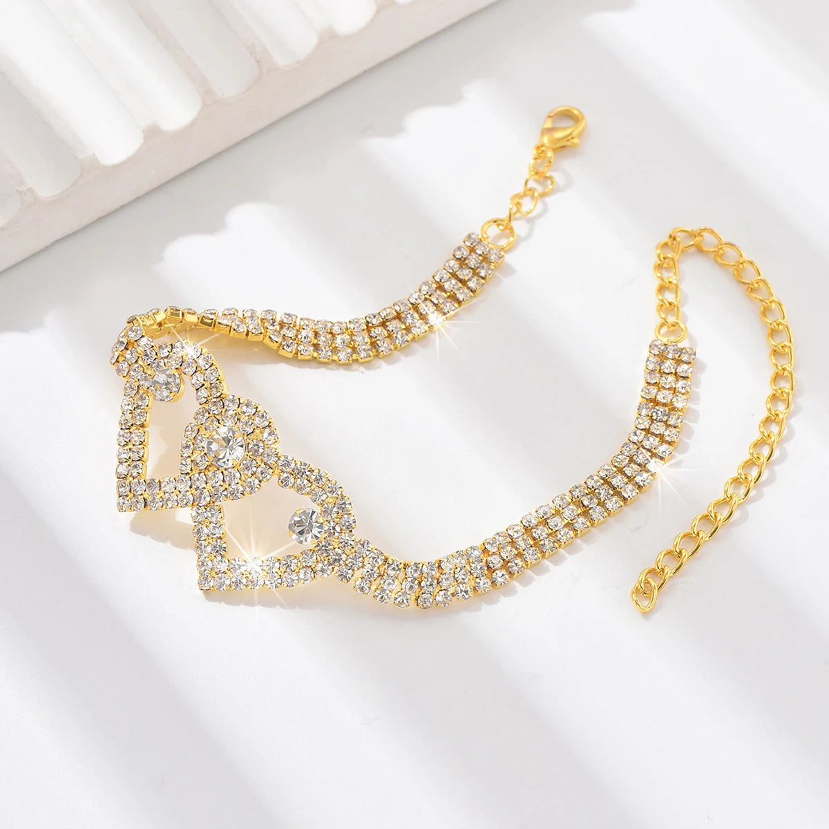 Attractive Women's Trendy Claw Chain Series, Double Peach Heart Feet Chain Outdoor Tourism Beach Banquet Party Festival Gift, Luxury Crystal Anklet, Nice Gift For Christmas, Silver And Gold Anklet