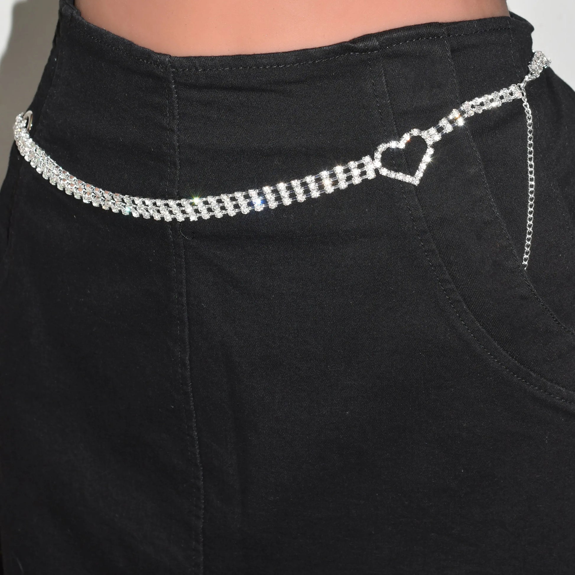 Sexy Shiny Women's Body Jewelry, Fashion Love Crystal Waist Chain With Rhinestone Music, Unique Beach Party Clothing Accessories