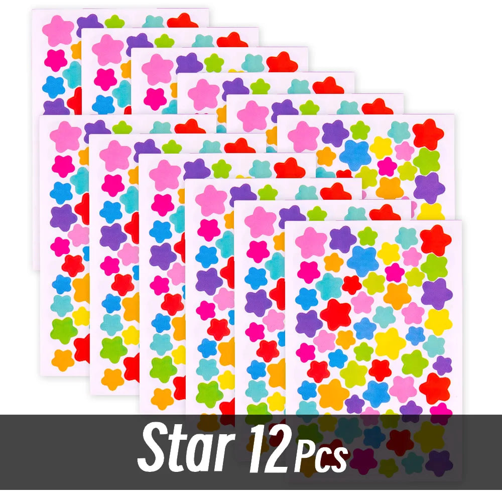 4200 Sheet Heart/Circle/Stars Reward Sign Stickers Pack DIY Skateboard Suitcase Stationery Decals Decor Phone Laptop Gift Toys