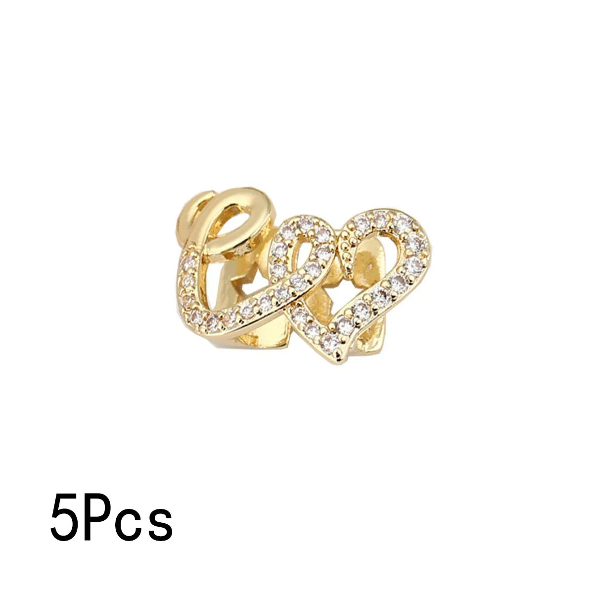 1/2/5Pcs Punk Copper Double Heart Teeth Caps for Women And Men, Hip Hop Zircon Hollow Love Tooth Grillz Couple Jewelry Accessories