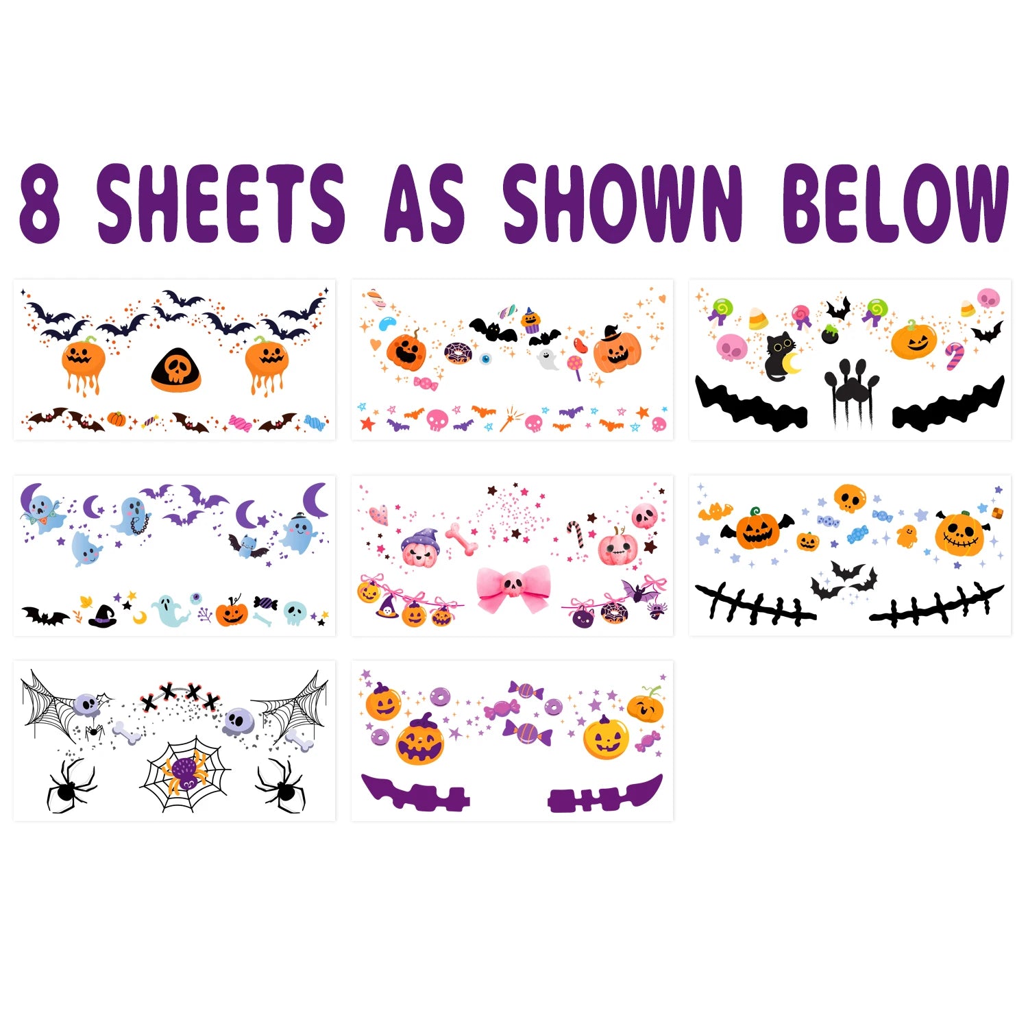Halloween Blush Face Stickers, Waterproof & Easy to Remove, Cute Temporary Tattoos for Halloween Party Kit, Trendy 8 sheets, Beautiful Halloween Gift 2025