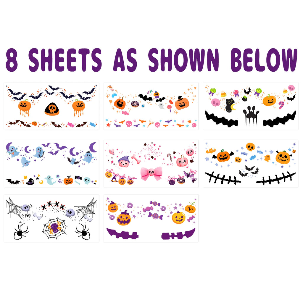 Halloween Blush Face Stickers, Waterproof & Easy to Remove, Cute Temporary Tattoos for Halloween Party Kit, Trendy 8 sheets, Beautiful Halloween Gift 2025