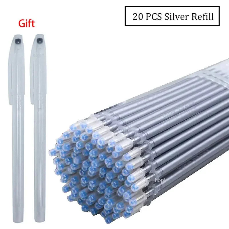 50/20Pcs set Silver Refill 0.8mm Fabric Marker for Sewing Cotton Silk Leather Textile Patchwork Marking Erasable Washable Handle