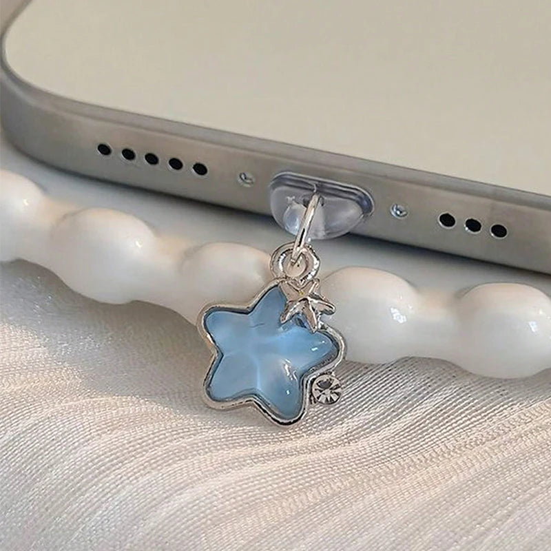 Cute Diamond Star Phone, Stylish Dust plug Accessories Decoration, Hanging Pendant for iPhone And Samsung Type-C Charging Port, Wonderful Girly Gift