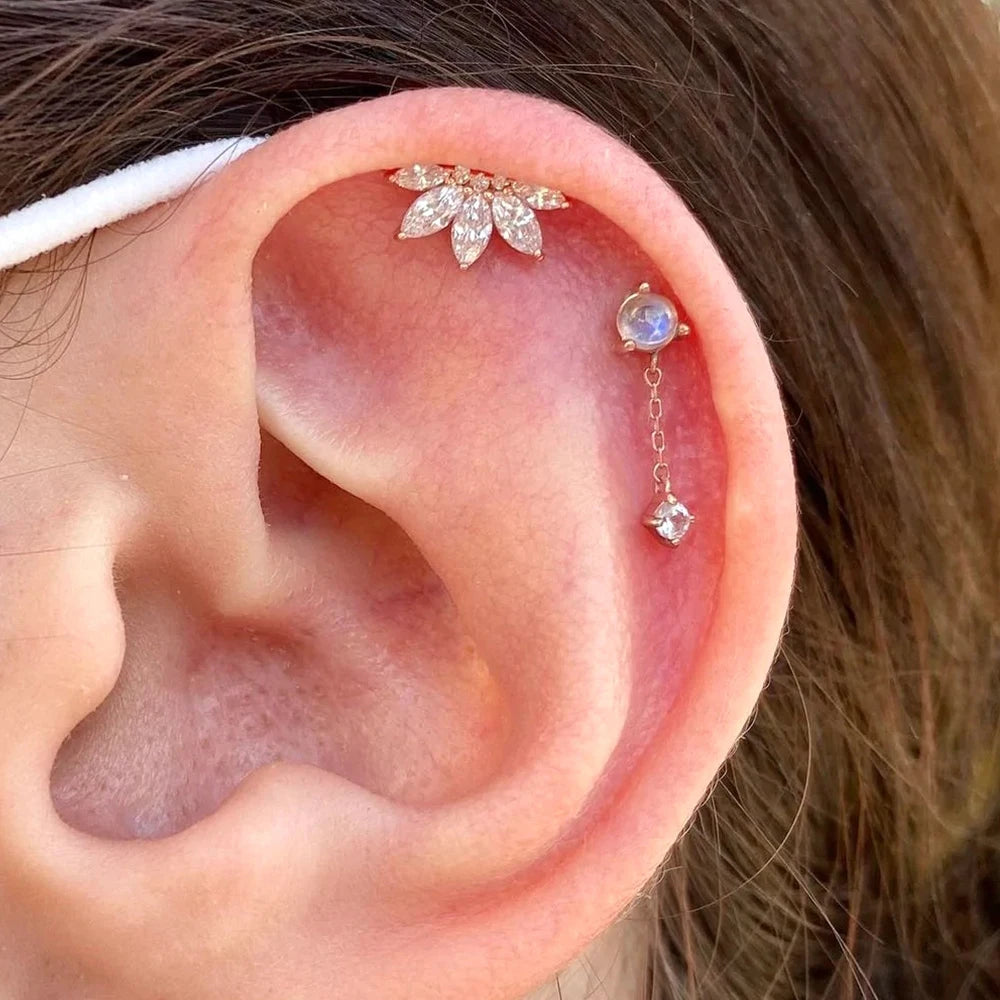 925 Sterling Silver 1pc, Geometry Multi Piercing Stud Earrings For Women, K Gold Simple Elegant Tassel Jewelry, beautiful Gift