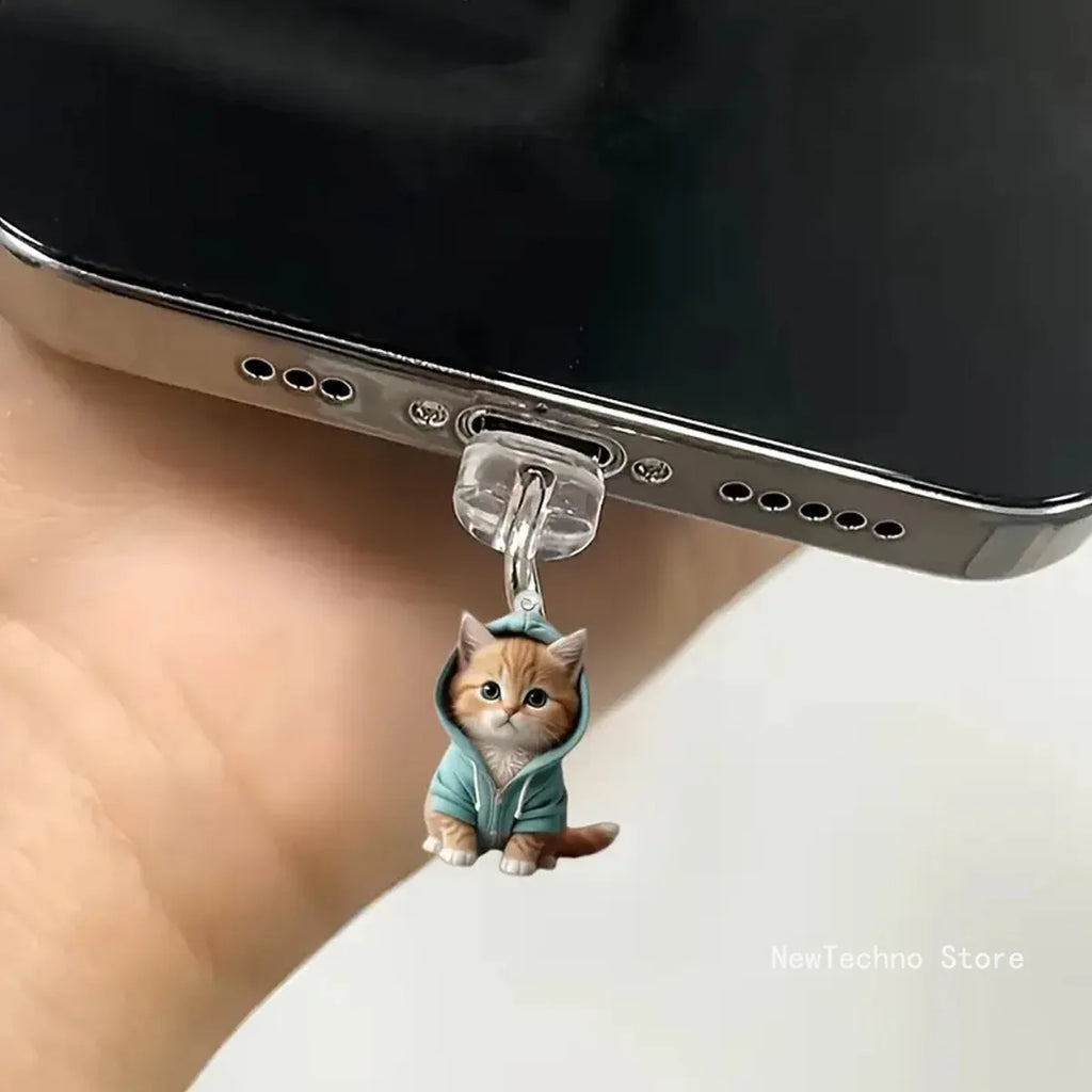 Cute Cat Decorative Accessories, Girly Hanging Accessories Universal Dust Plug Phone Gift, Attractive Dust Plug for iPhone And Samsung Type-C Interface