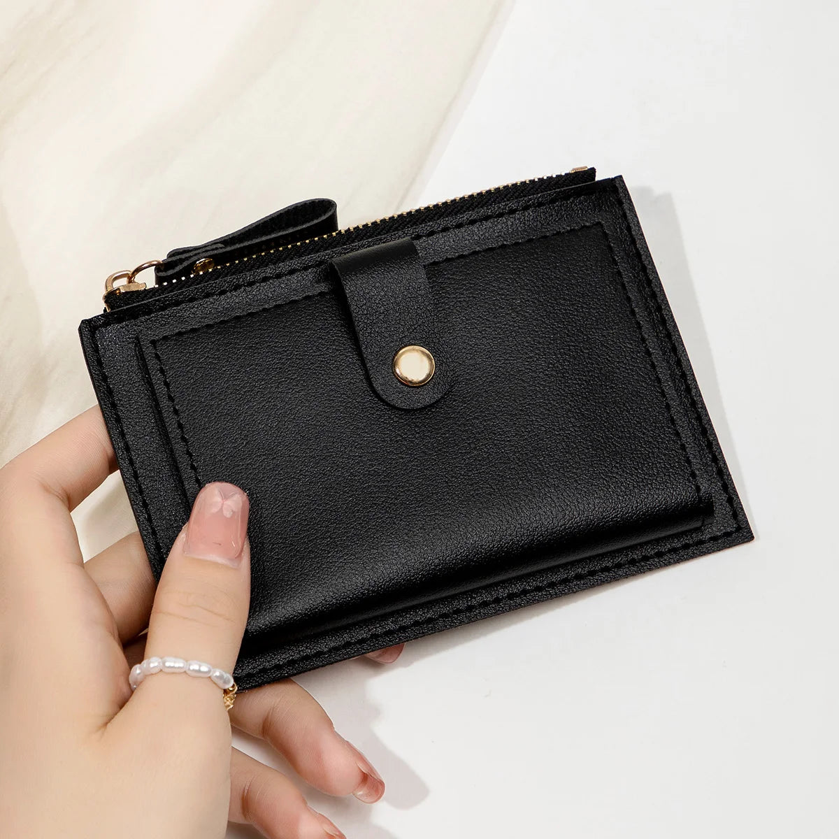 Adorable Minimalist And Fashionable Women's Short Card Bag, Thin Mini PU Leather Wallet, Amazing women's credit card holder wallet, Stunning Trendy Practical Gift For Cute Girls, Lovely Pink Wallet, Nice Blue Color, Kind Pink