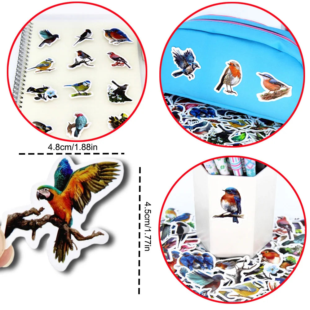 Cute Stickers Pack Kawaii Birds Aesthetic Stationery Supplies Lot Office School Teacher Scrapbooking Supplies Korean Paper Txt