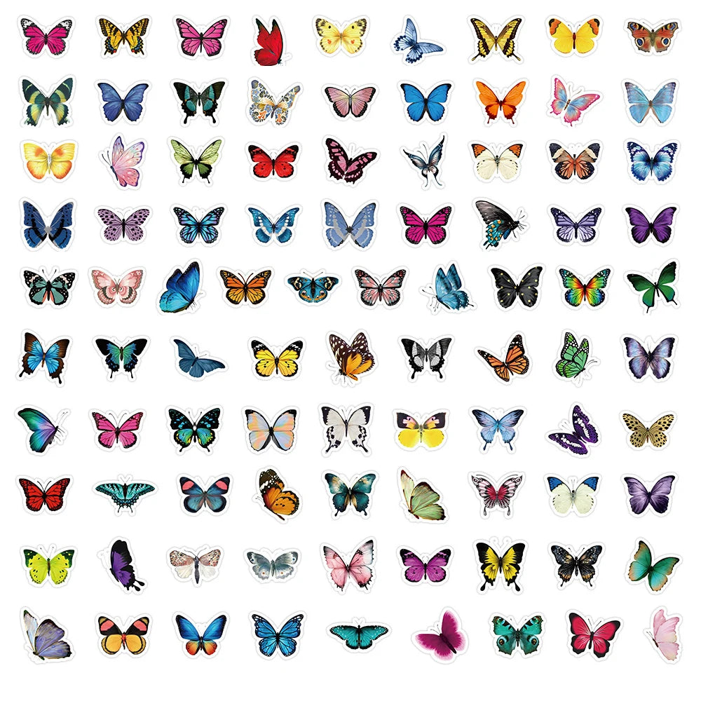 10/50/100pcs Butterfly Insect Cartoon Cute Decals Toy Stationery Guitar Phone Bicycle Laptop Luggage Car Graffiti Sticker