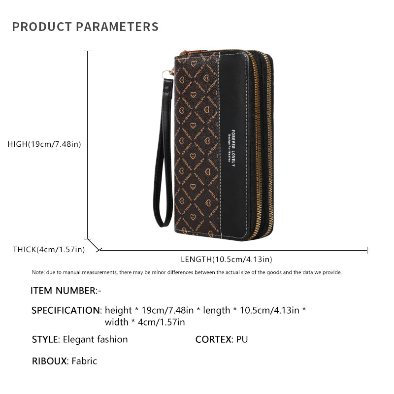 Lovely Classic Wallet, Large Capacity Clutch Purse With Zipper, Card Holder With 8 Slots And Multiple Compartments, Elegant Hand Clutch