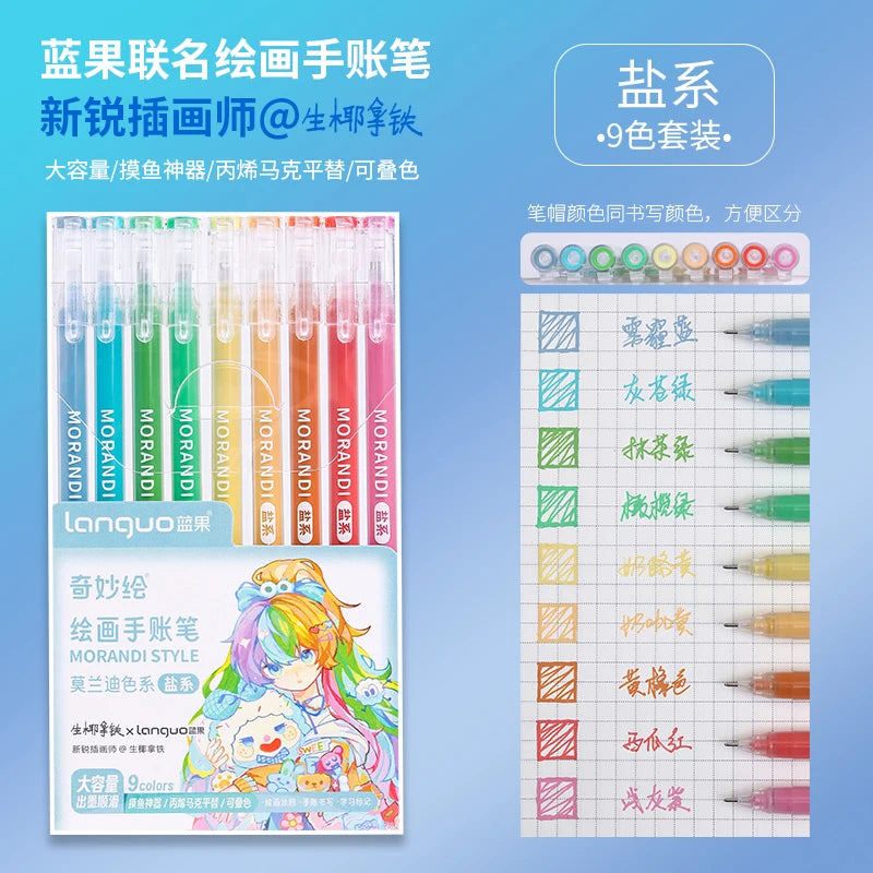 Kawaii Morandi Gray Pens, Functional Set Multi Color Gel Ink Pens, Beautiful Vintage Marker Liner Ballpoint Pen School And Office Stationery Gift Pen