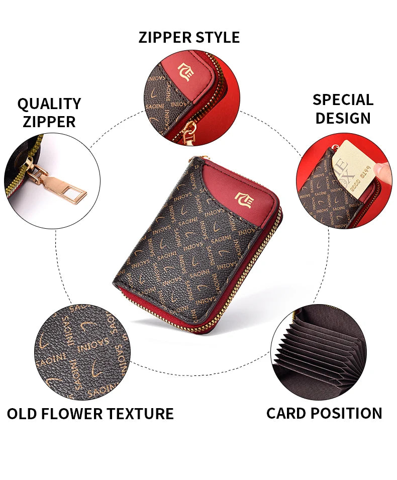 New Girl's Small Wallet Premium Sense Personality Lady, Credit Card Holder Fashion Multi-Slot Zipper Credit Card Wallet  Women's