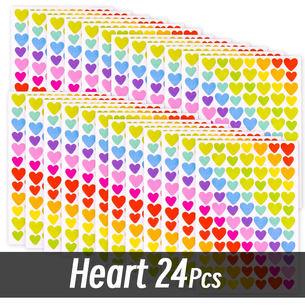 4200 Sheet Heart/Circle/Stars Reward Sign Stickers Pack DIY Skateboard Suitcase Stationery Decals Decor Phone Laptop Gift Toys