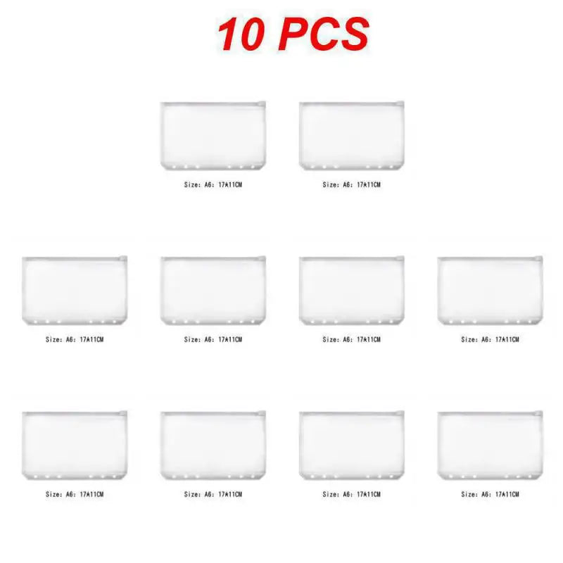 10-1PCS A5 File Holder Standard Transparent A6 A7 PVC Loose Leaf Budget Binder Pouch with Zipper Filing Organizer School Suppli