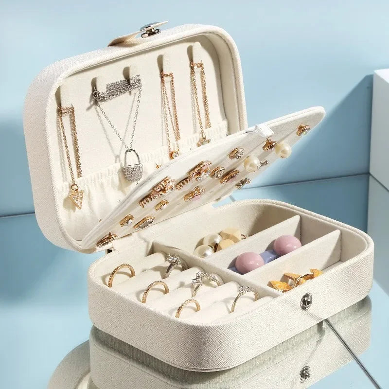 Portable Jewelry Box Jewelry, Beautiful Boxes Button Leather Storage Zipper Jewelers, The Best Gift For Her, Kind Travel Organizer Storage Case For Accessories And Make Up, The Best Organizer Accessories For Home