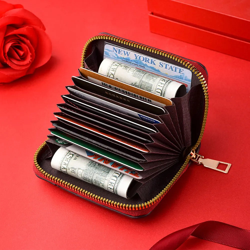 New Girl's Small Wallet Premium Sense Personality Lady, Credit Card Holder Fashion Multi-Slot Zipper Credit Card Wallet  Women's
