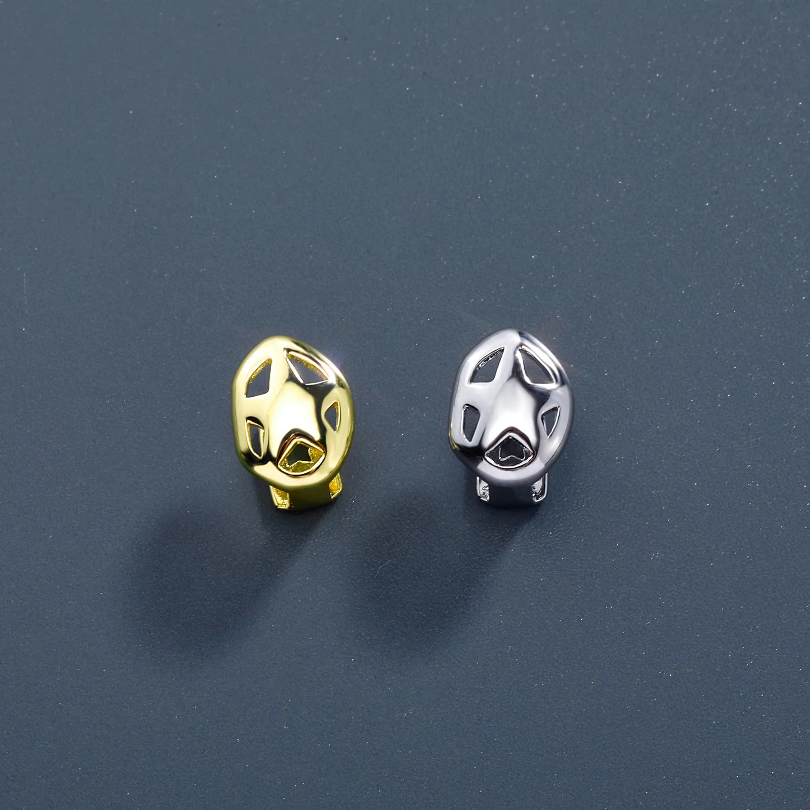 TOPGRILLZ Hip Hop Single Star Teeth Grillz Braces Vintage Glossy Hollow Tooth Caps For Women Men Couple Jewelry Cosplay Gift