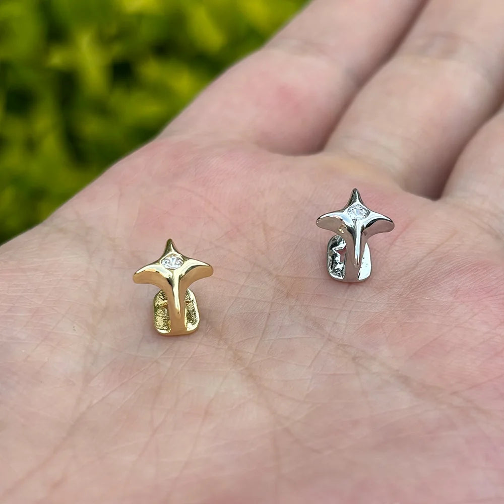 RACHELZ Hip Hop Cute CZ Stone Star Teeth Grillz Braces Gold Color Y2K Elegant Shiny Zircon Tooth Caps For Women Men Punk Jewelry