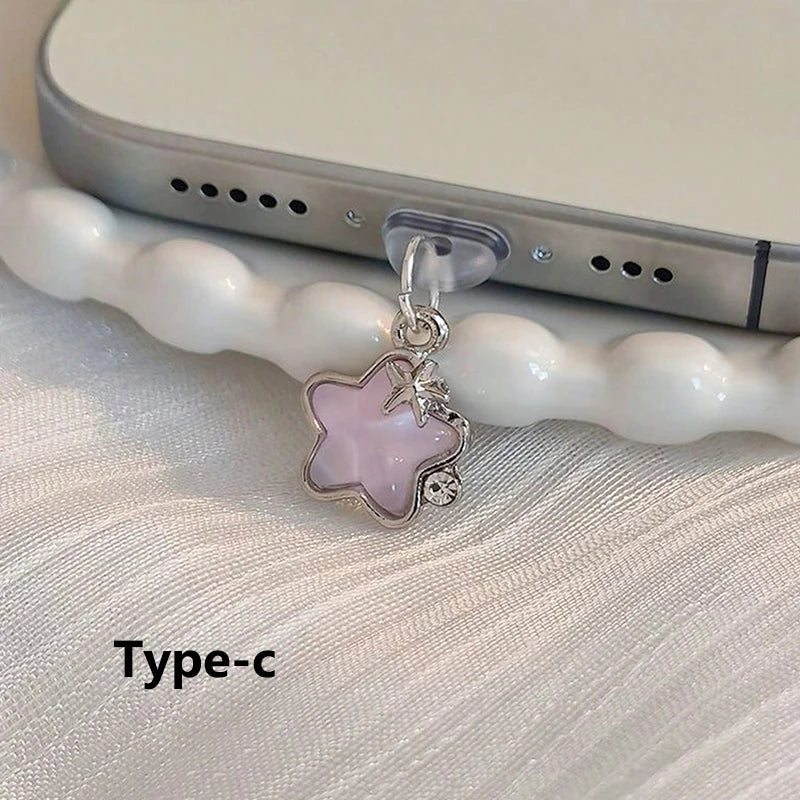 Cute Diamond Star Phone, Stylish Dust plug Accessories Decoration, Hanging Pendant for iPhone And Samsung Type-C Charging Port, Wonderful Girly Gift