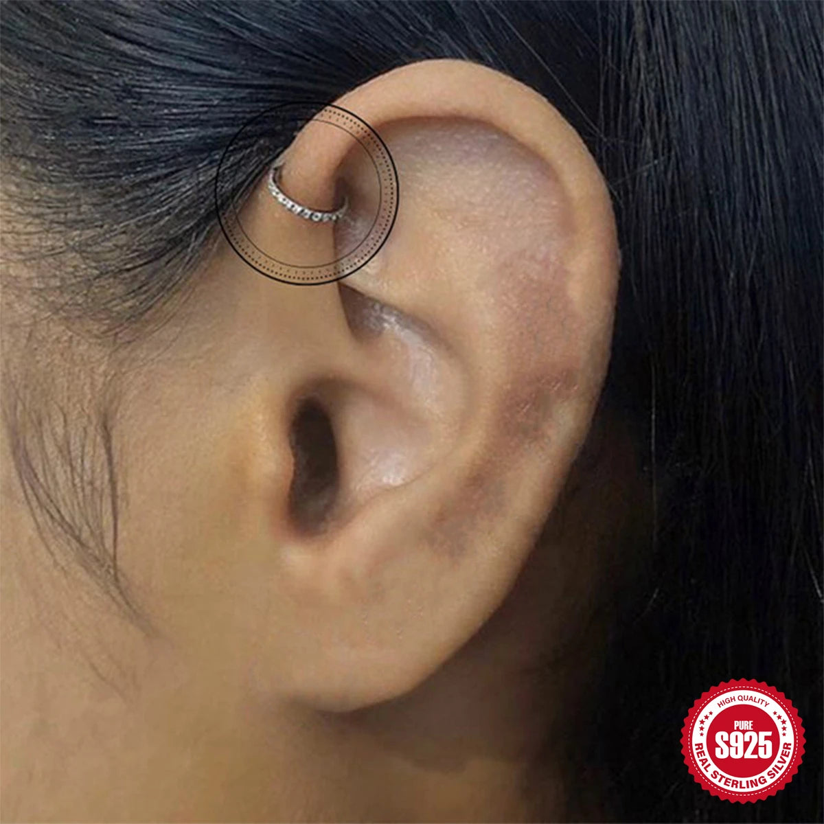 925 Sterling Silver 1pc, Geometry Multi Piercing Stud Earrings For Women, K Gold Simple Elegant Tassel Jewelry, beautiful Gift