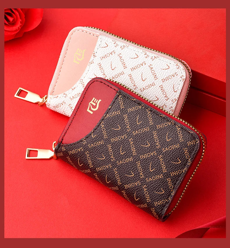 New Girl's Small Wallet Premium Sense Personality Lady, Credit Card Holder Fashion Multi-Slot Zipper Credit Card Wallet  Women's