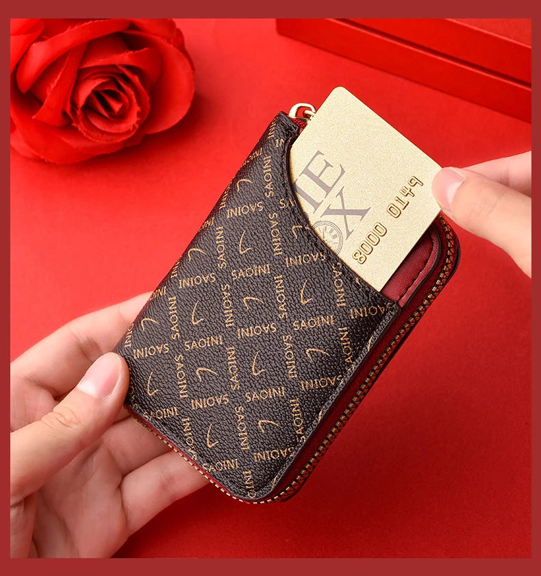 New Girl's Small Wallet Premium Sense Personality Lady, Credit Card Holder Fashion Multi-Slot Zipper Credit Card Wallet  Women's